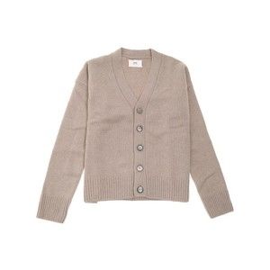 Ami Beige Wool-Cashmere Cardigan With Elbow Patches - NWT